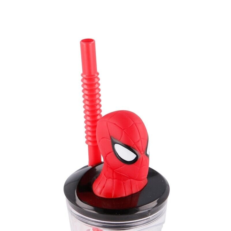 Spiderman 3d bottle with straw