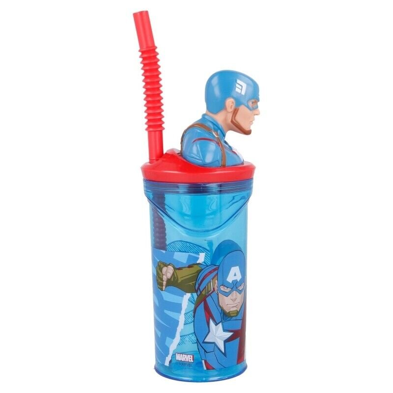 Captain America 3d bottle with straw