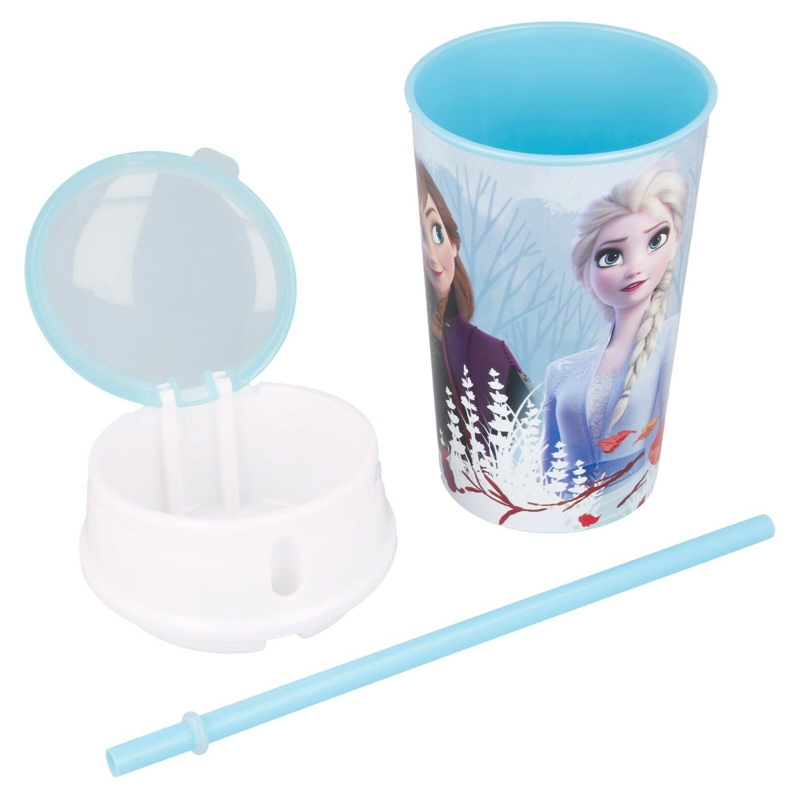 frozen white snack tumbler with straw