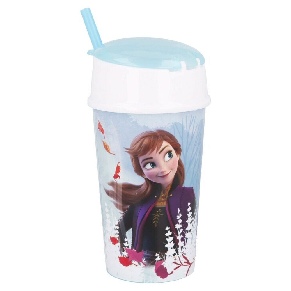 frozen white snack tumbler with straw