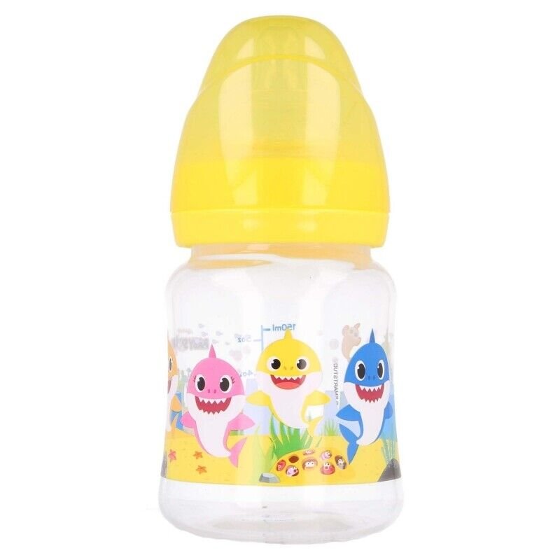 New Pinkfong Baby Shark Character 150ml Wideneck Baby Bottle Silicone Teat