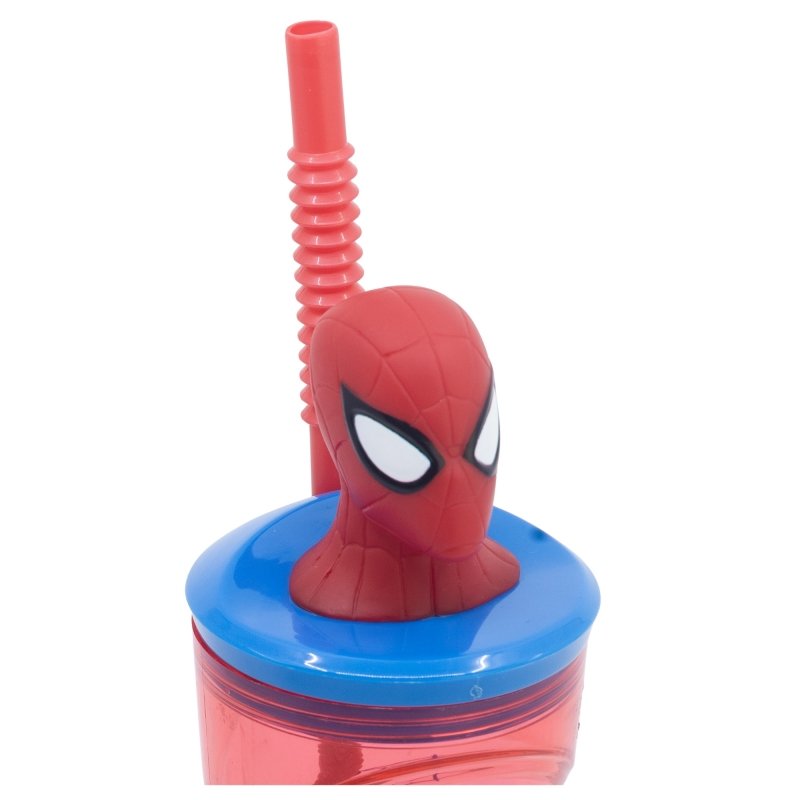 Spiderman red 3d bottle with straw