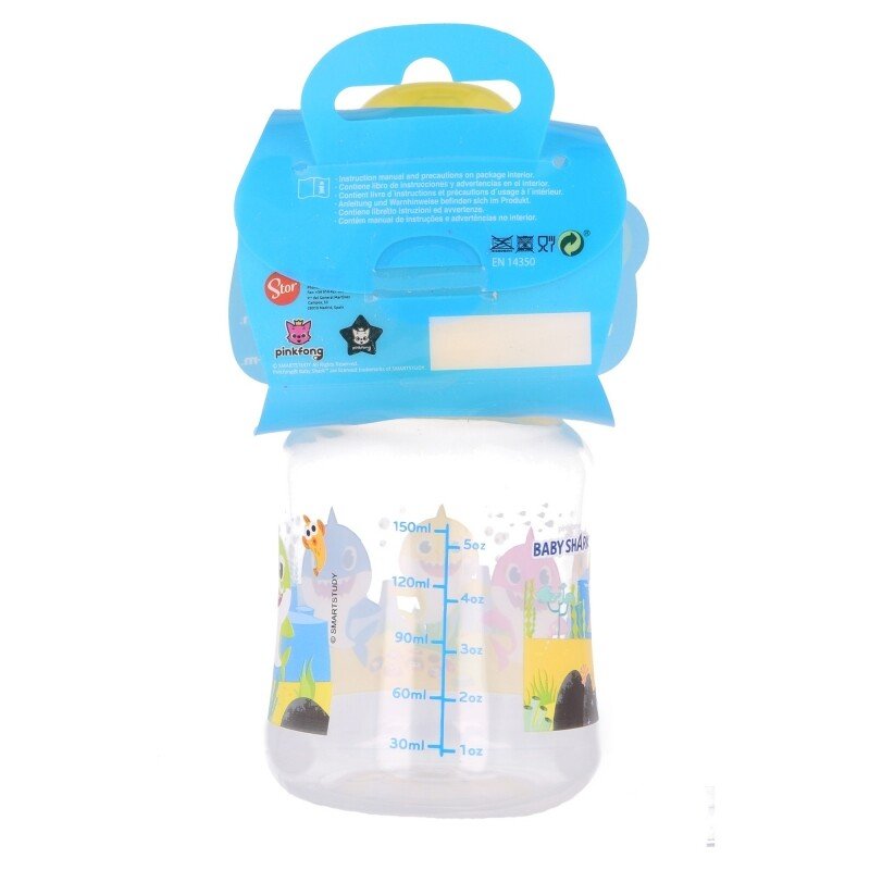 New Pinkfong Baby Shark Character 150ml Wideneck Baby Bottle Silicone Teat
