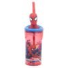 Spiderman red 3d bottle with straw